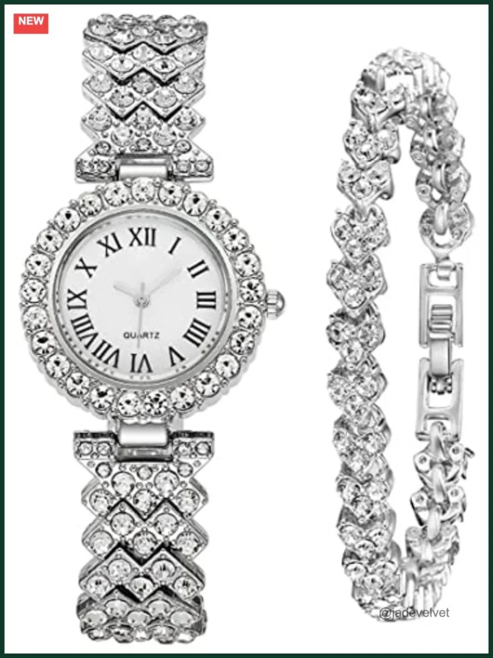 Women's Diamond Watch with Quartz Movement and Stainless Steel Bracelet